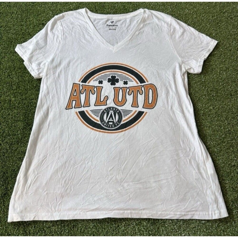 Atlanta United FC Womens White Tee Shirt Fanatics Short Sleeve NWOT Size Medium